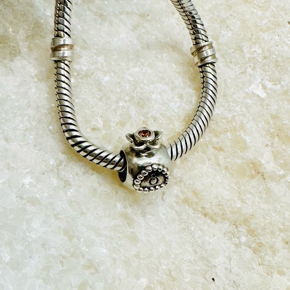 EUC Pandora 790427OCZ Sterling Silver Perfume Bottle Charm w/ Orange Zirconia - Picture 9 of 15